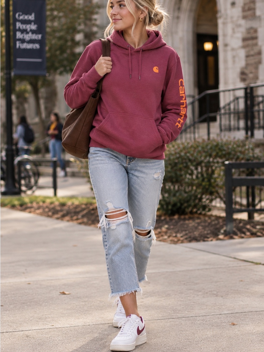 Carhartt Women's Maroon Pullover Hoodie-S
